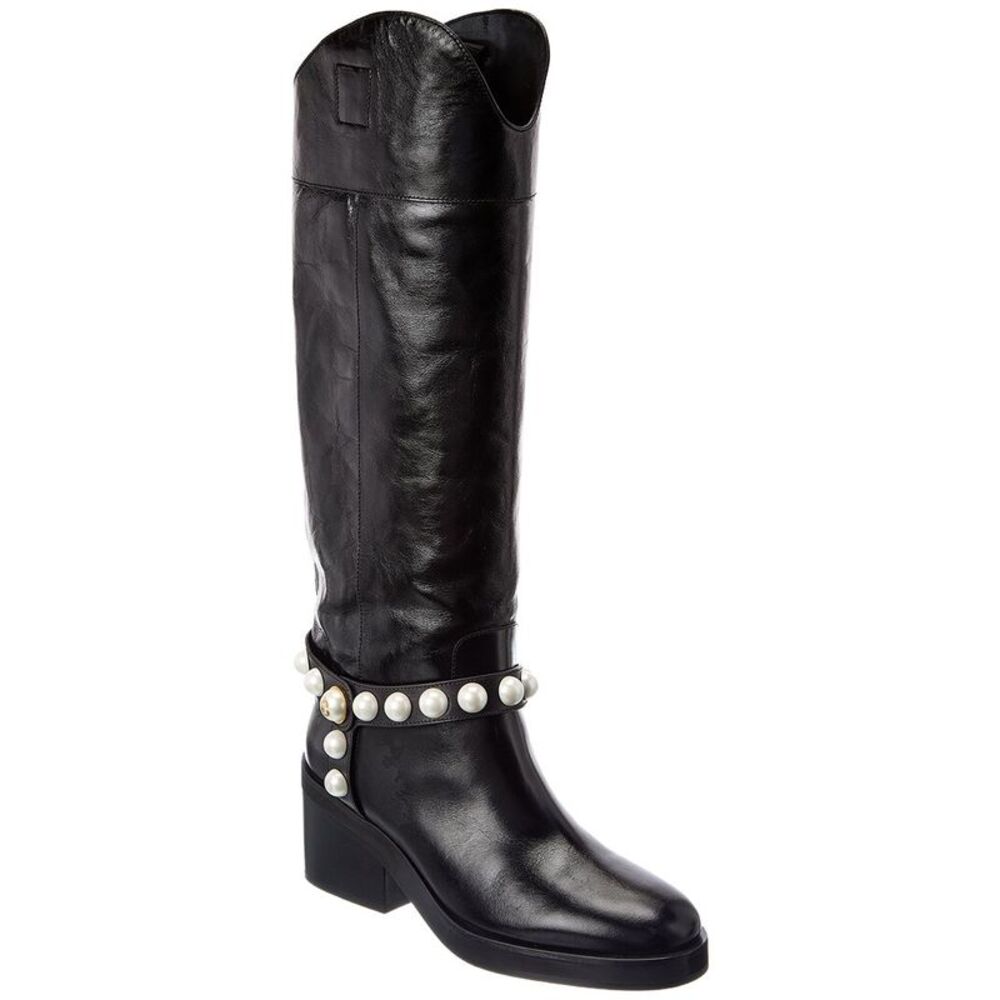 Jimmy Choo Tonya A 70 Leather Knee-High Boot, Black